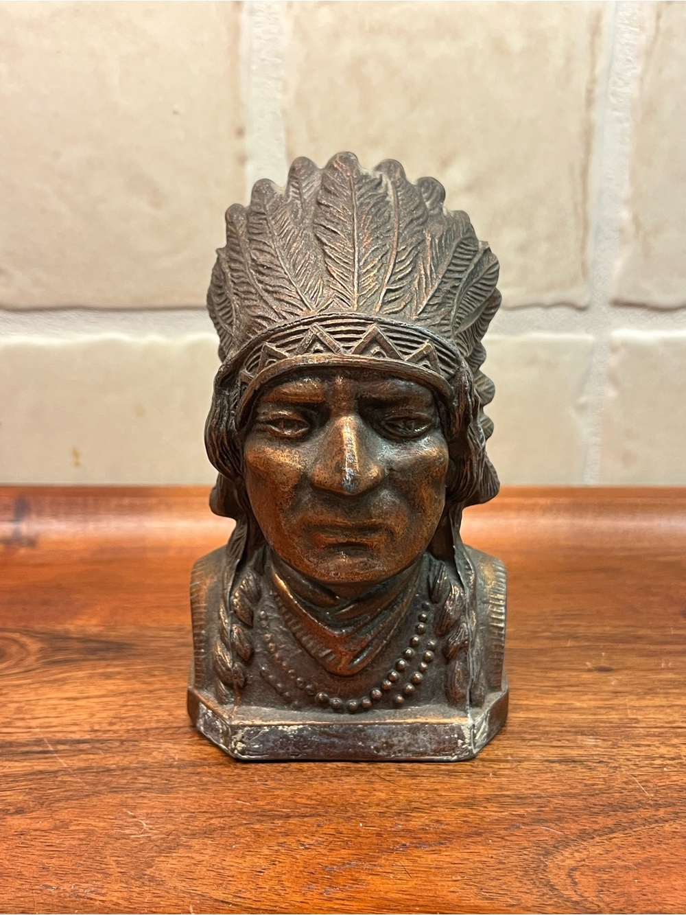 Vtg Banthrico Inc Bronze-Tone Native Chief Bust Sculpture Bank